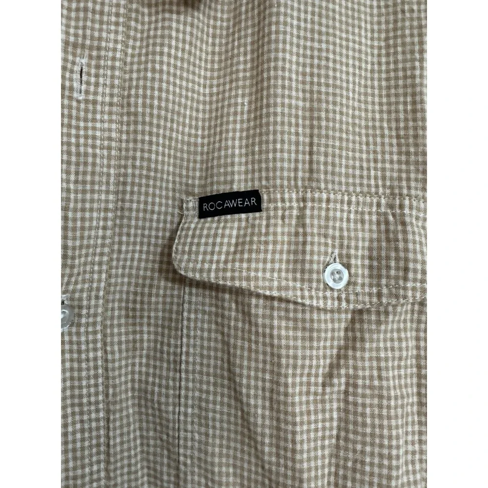 VTG Rocawear Mens SZ 3XL Blue White Plaid SS Urban Y2K Button Up Casual Shirt - Picture 3 of 7